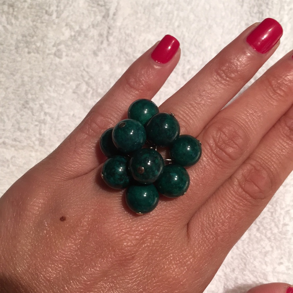 Green & silver bauble ring